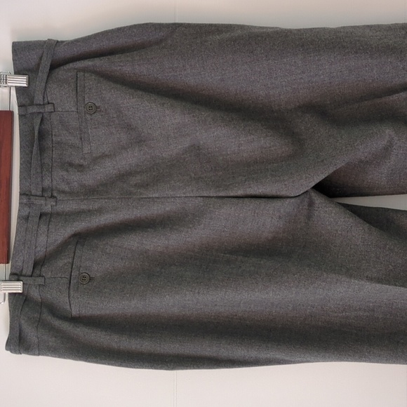 Talbots Heritage linedWool wide leg office career Gray Trousers belt Gold Accent - Picture 4 of 6